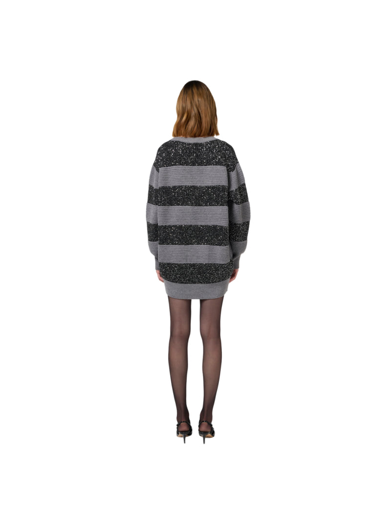 Elisabetta Franchi maglia a righe in lana con filo paillettes