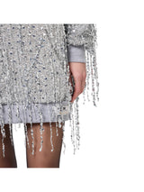 Elisabetta Franchi mini abito in felpa con cappuccio e frange di paillettes