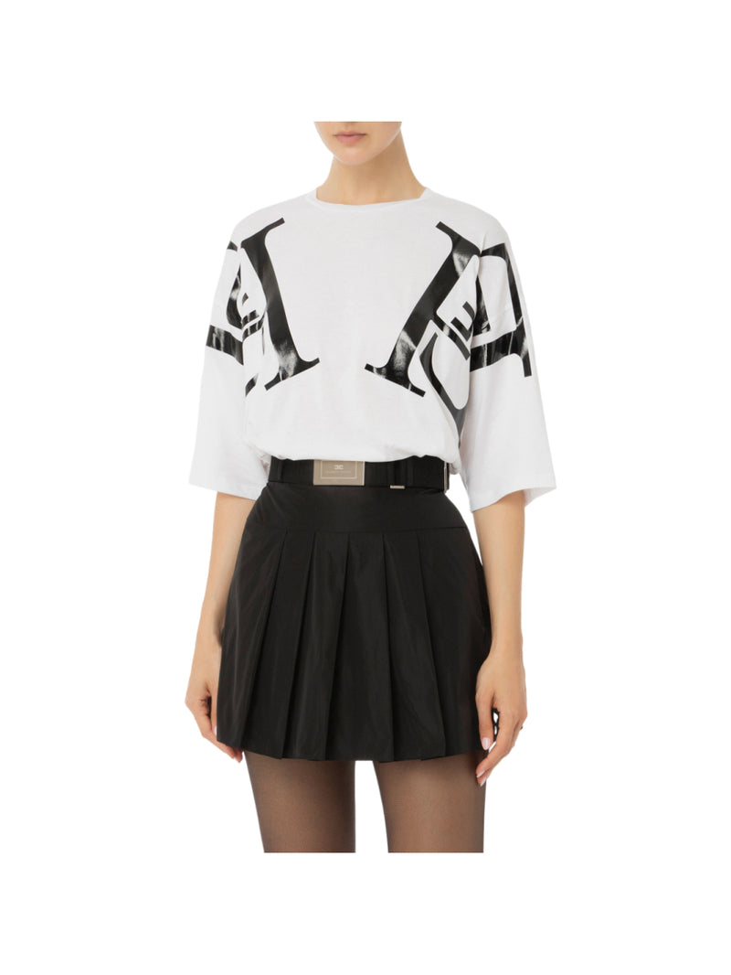 Elisabetta Franchi T-shirt in jersey con maxi logo sulle maniche