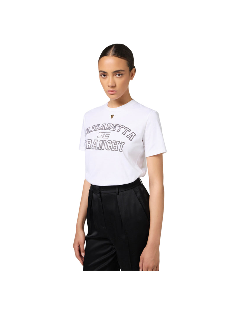 Elisabetta Franchi T-shirt in jersey con logo college