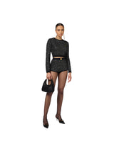 Elisabetta Franchi maglia crop top in lana con filo paillettes