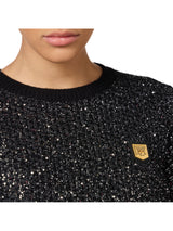 Elisabetta Franchi maglia crop top in lana con filo paillettes