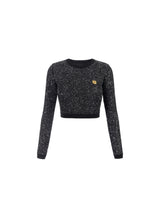 Elisabetta Franchi maglia crop top in lana con filo paillettes