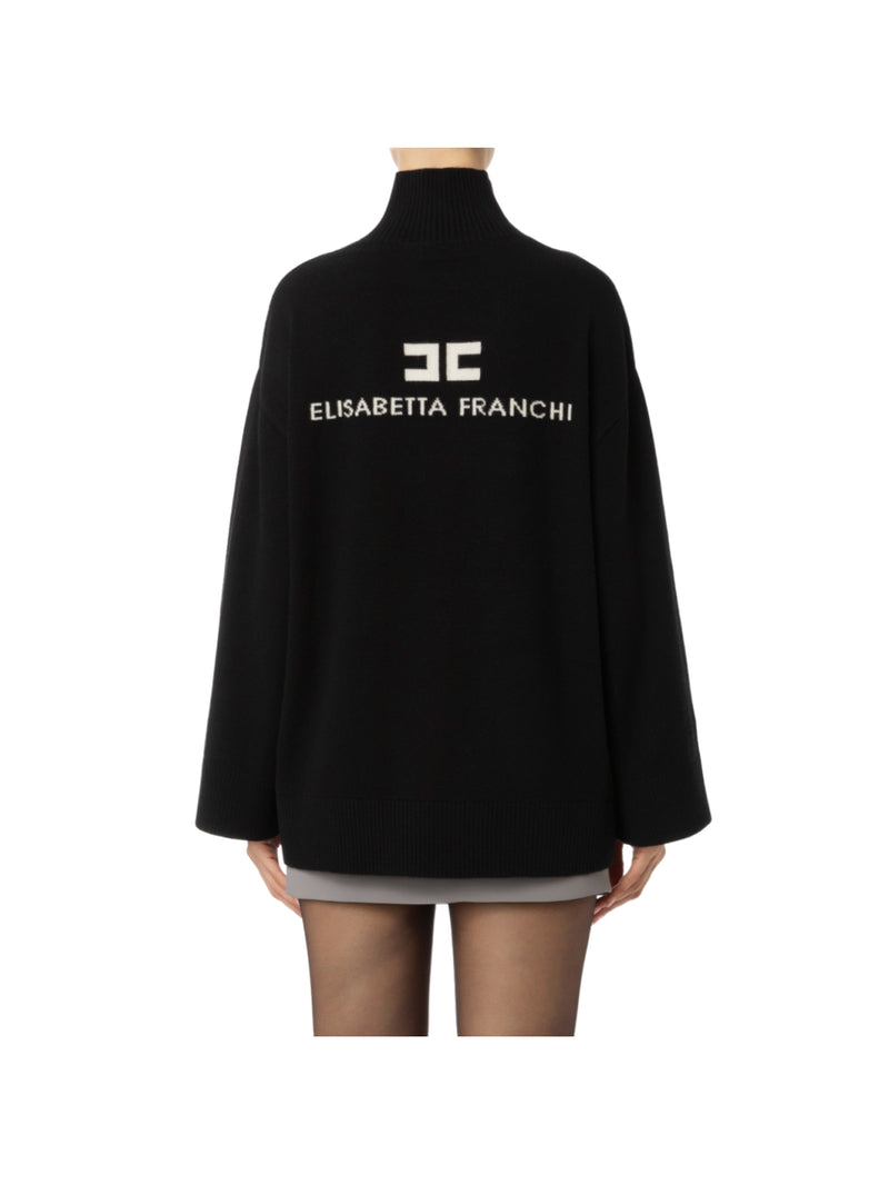 Elisabetta Franchi maglia dolcevita in misto cashmere con logo