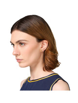 Elisabetta Franchi orecchini logo in metallo dorato e strass