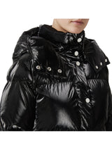 Elisabetta Franchi piumino cropped in nylon effetto metallizzato