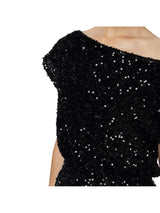 Elisabetta Franchi tuta corta in ciniglia ricamata con paillettes