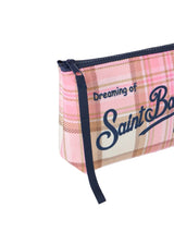 MC2 Saint Barth pochette Aline in lana con stampa tartan rosa