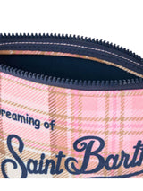 MC2 Saint Barth pochette Aline in lana con stampa tartan rosa