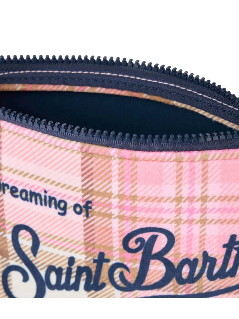 MC2 Saint Barth pochette Aline in lana con stampa tartan rosa