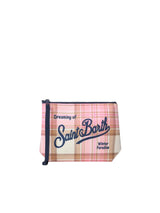 MC2 Saint Barth pochette Aline in lana con stampa tartan rosa