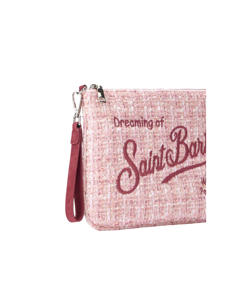 MC2 Saint Barth pochette Parisienne in tweed rosa con tracolla