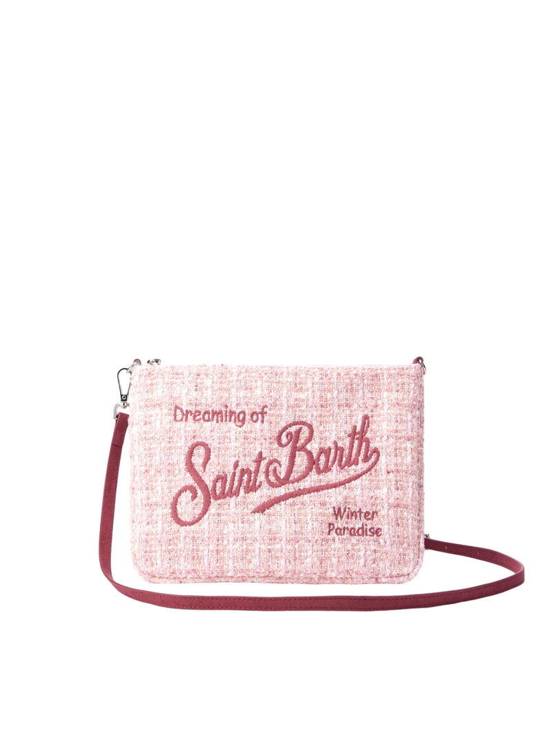 MC2 Saint Barth pochette Parisienne in tweed rosa con tracolla