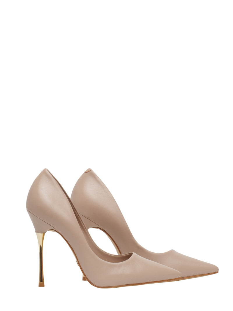 Carrano decolletè in pelle tacco stiletto oro