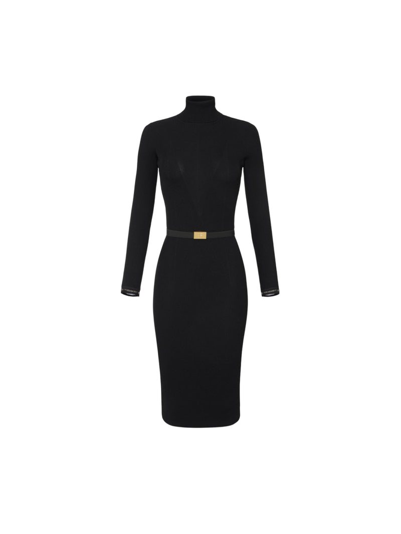 Elisabetta Franchi abito in maglia a costine con cintura