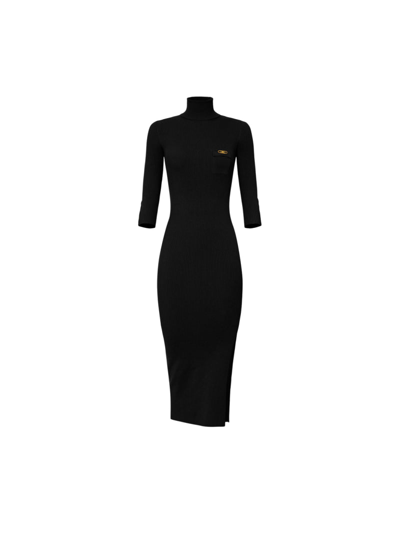 Elisabetta Franchi abito in maglia a costine con taschino