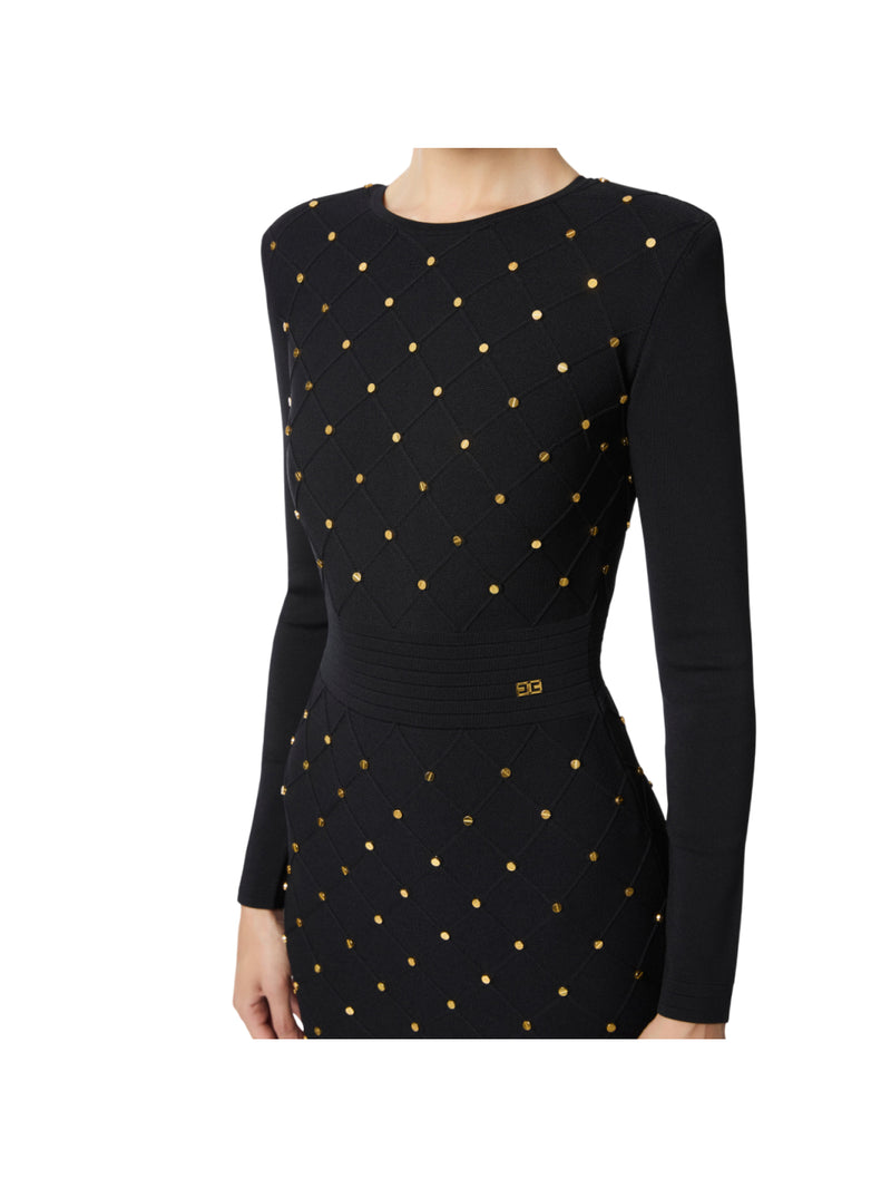 Elisabetta Franchi mini abito in maglia con dettagli gioiello