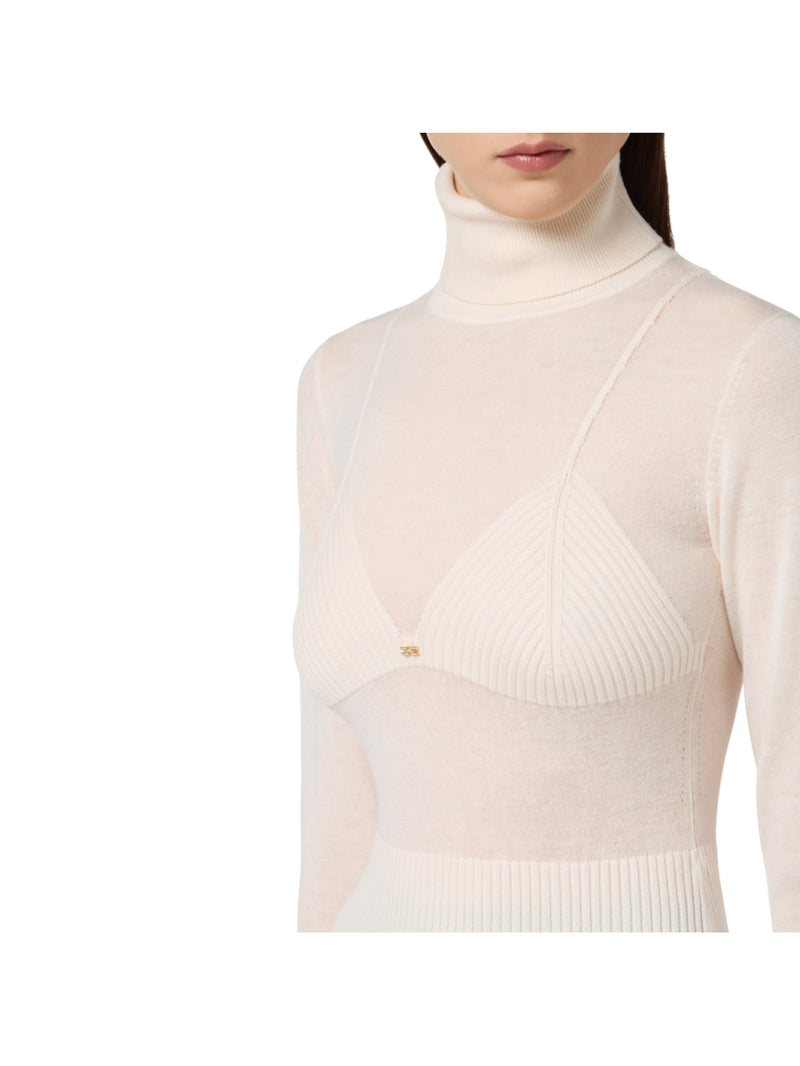 Elisabetta Franchi abito in misto lana con collo dolcevita