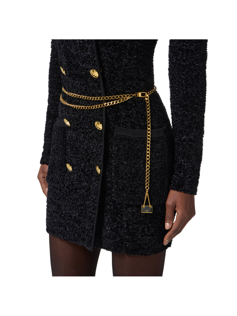 Elisabetta Franchi abito in ciniglia bouclé con cintura