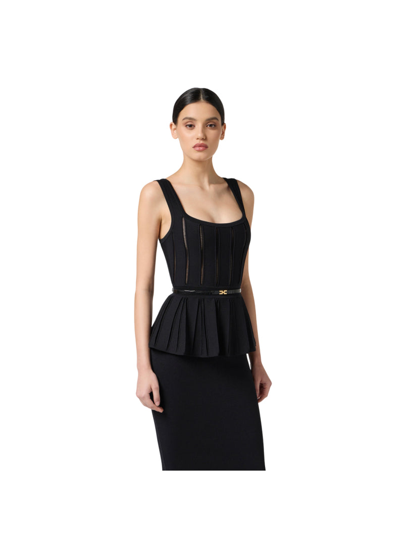 Elisabetta Franchi abito Red Carpet in maglia con baschina