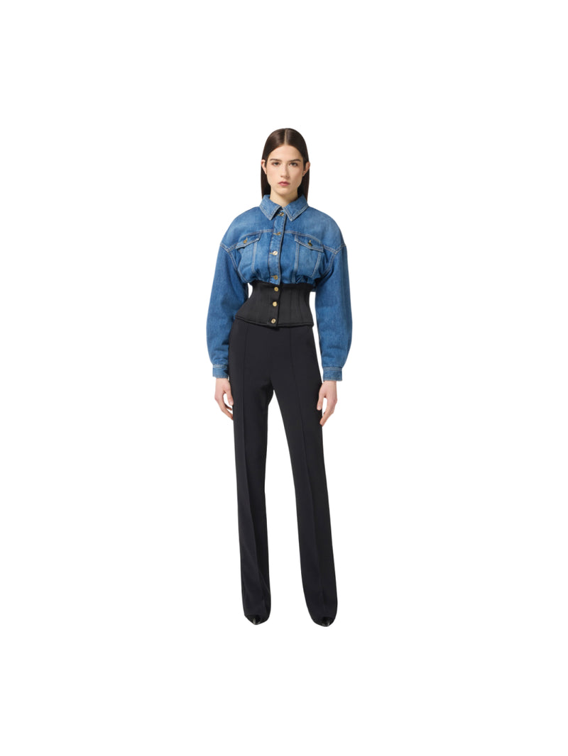 Elisabetta Franchi bomber in denim e neoprene