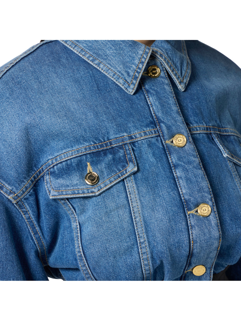 Elisabetta Franchi bomber in denim e neoprene