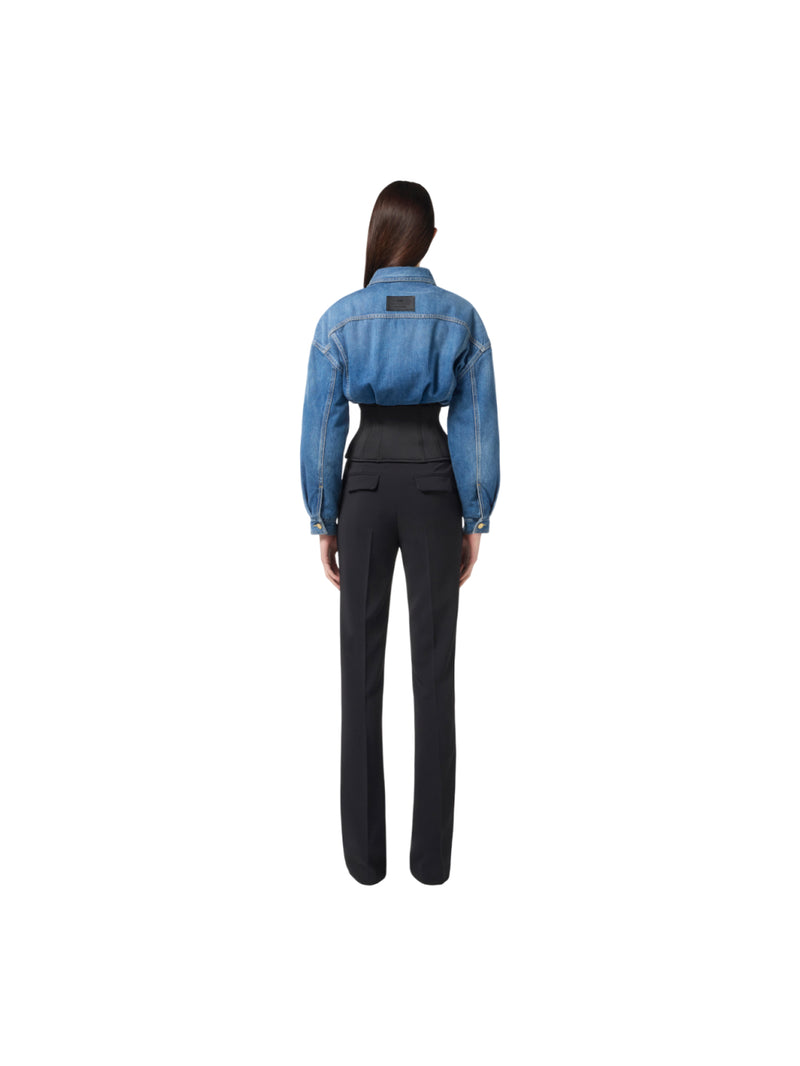 Elisabetta Franchi bomber in denim e neoprene