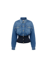 Elisabetta Franchi bomber in denim e neoprene