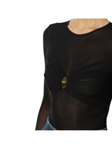 Elisabetta Franchi body in jersey con dettaglio gioiello