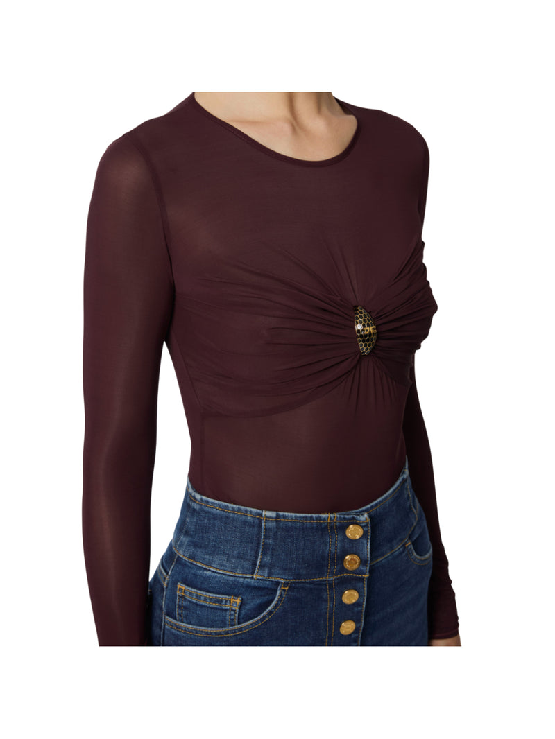 Elisabetta Franchi body in jersey con dettaglio gioiello