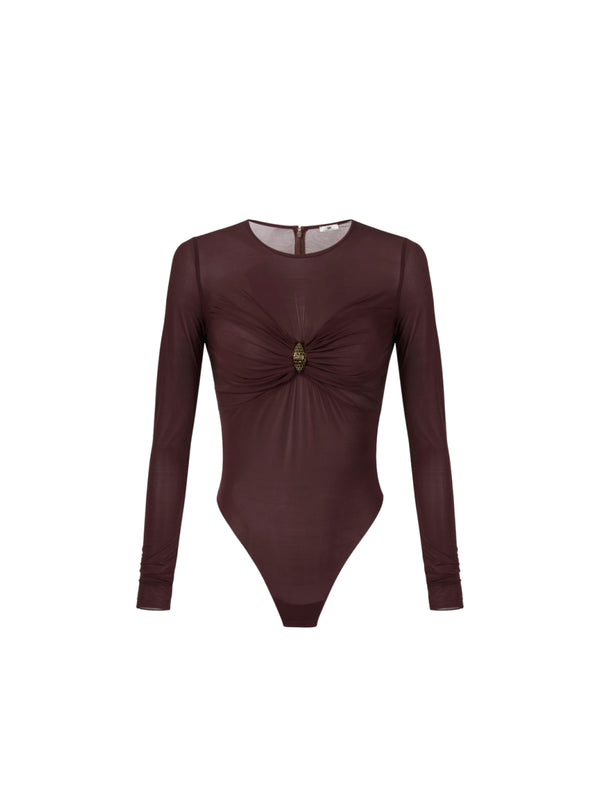Elisabetta Franchi body in jersey con dettaglio gioiello