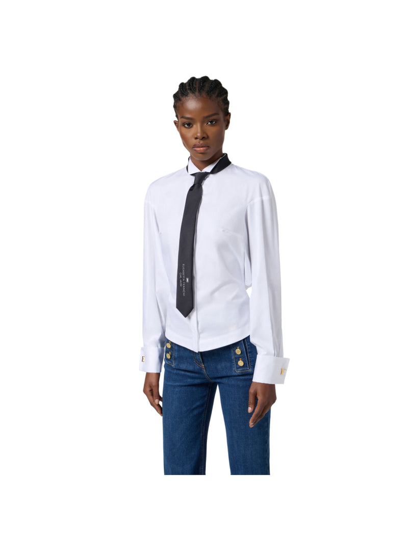 Elisabetta Franchi camicia in popeline di cotone con cravatta