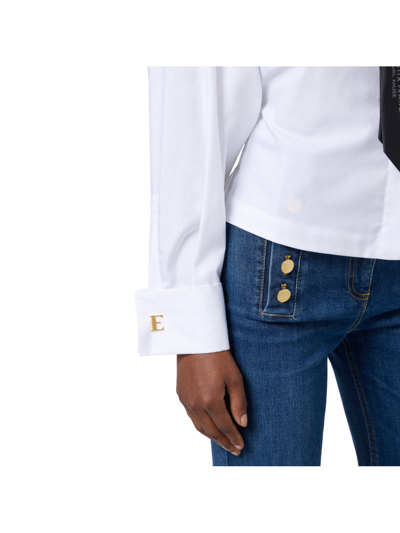 Elisabetta Franchi camicia in popeline di cotone con cravatta