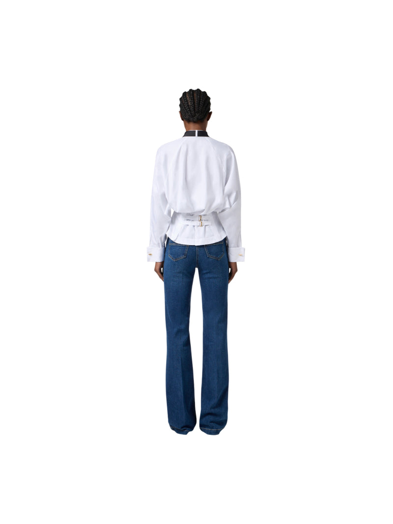 Elisabetta Franchi camicia in popeline di cotone con cravatta
