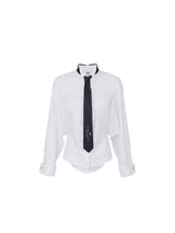 Elisabetta Franchi camicia in popeline di cotone con cravatta