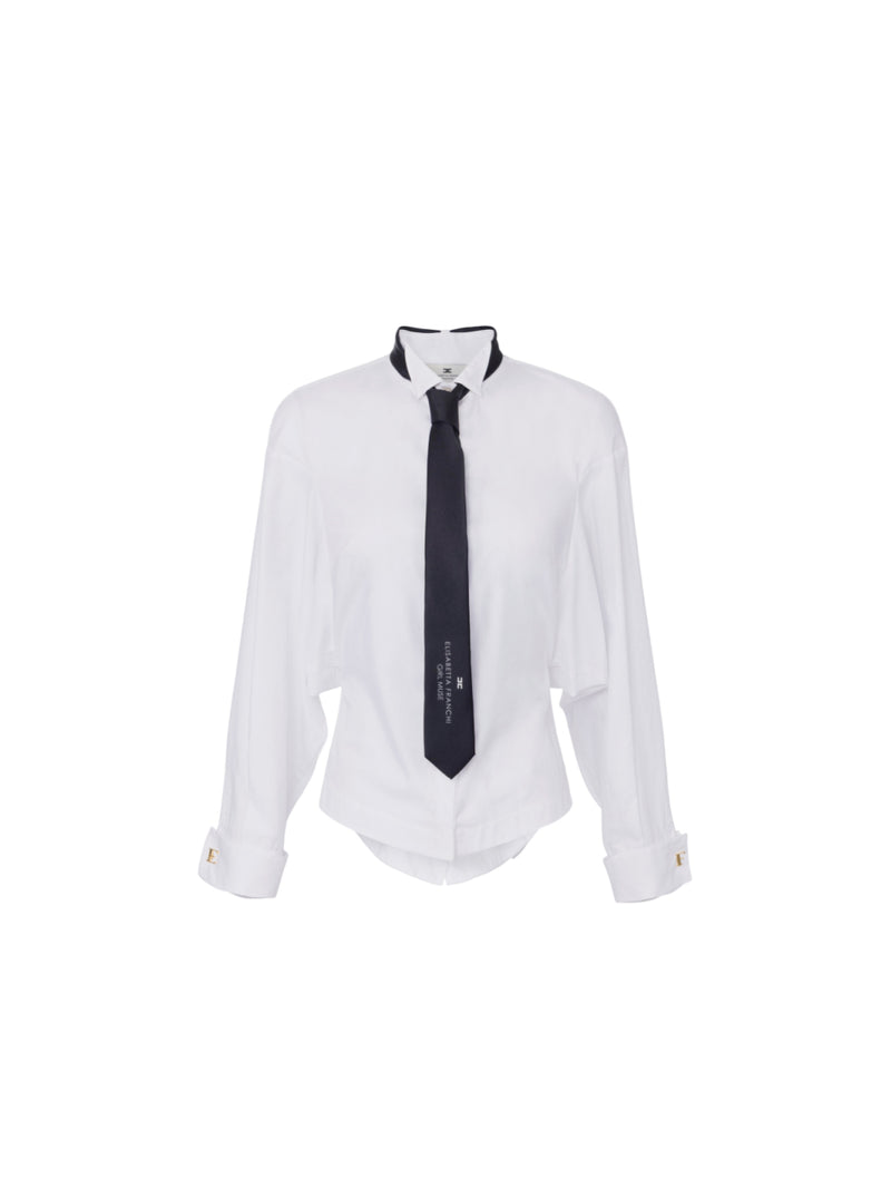 Elisabetta Franchi camicia in popeline di cotone con cravatta