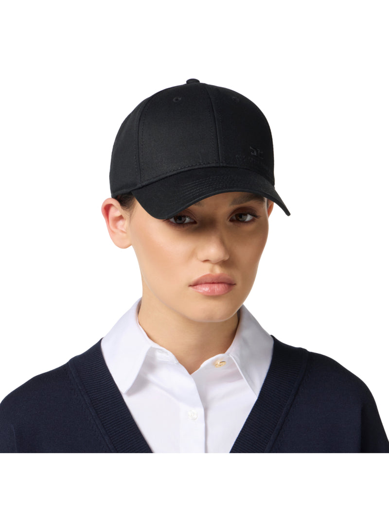 Elisabetta Franchi cappello baseball in gabardina con nastro