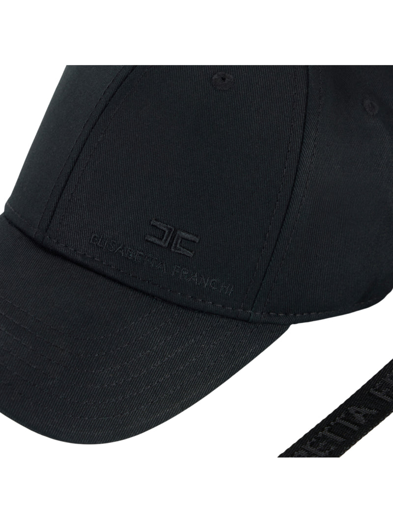 Elisabetta Franchi cappello baseball in gabardina con nastro
