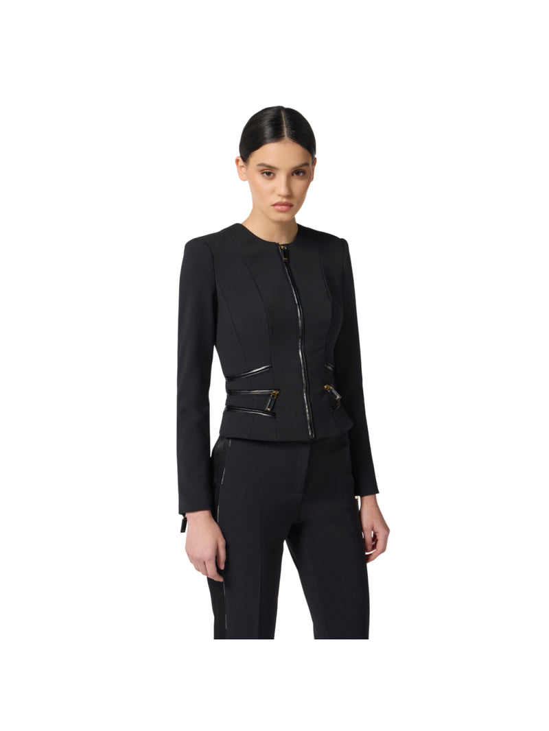 Elisabetta Franchi giacca in doppio crêpe con dettagli zip