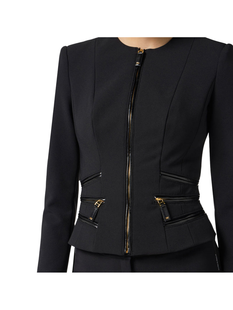 Elisabetta Franchi giacca in doppio crêpe con dettagli zip