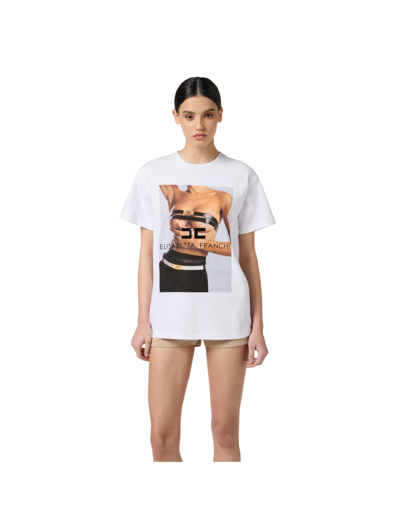 Elisabetta Franchi T-shirt in jersey di cotone con stampa fotografica