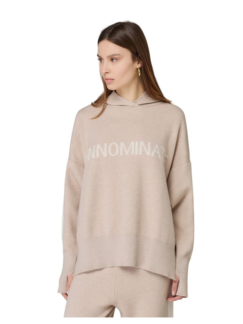 Hinnominate maglia cappuccio con bande in contrasto, logo in punto rovescio e buchi ai polsi