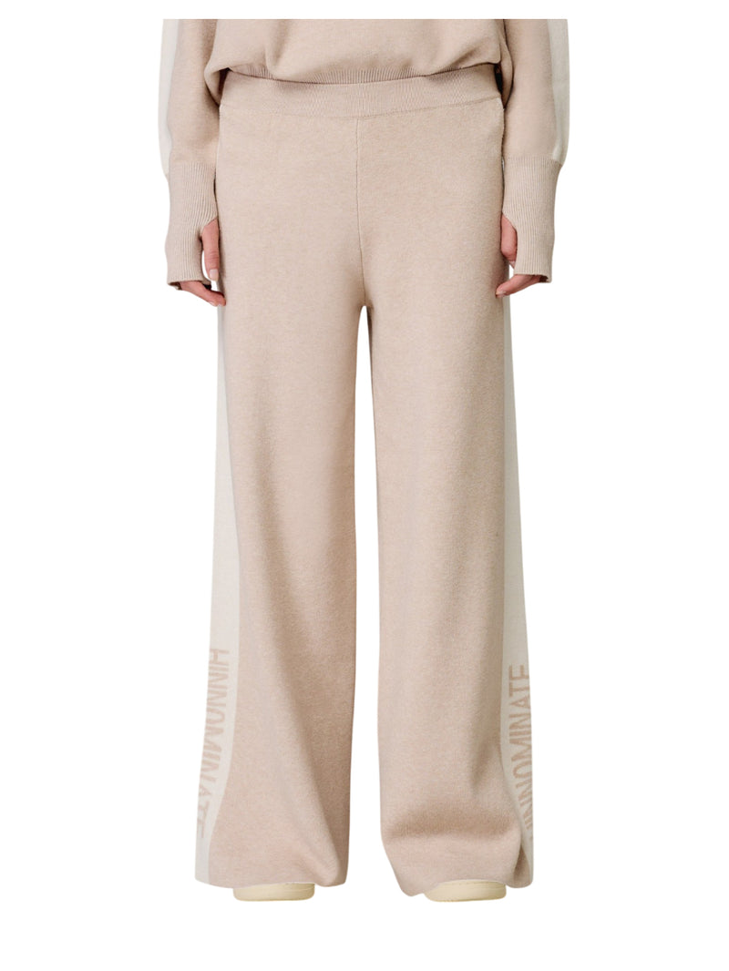 Hinnominate pantalone in maglia a palazzo con bande in contrasto e logo in punto rovescio