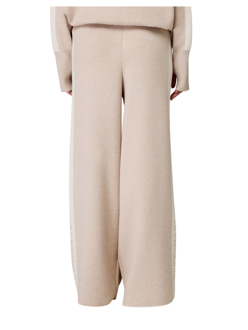 Hinnominate pantalone in maglia a palazzo con bande in contrasto e logo in punto rovescio