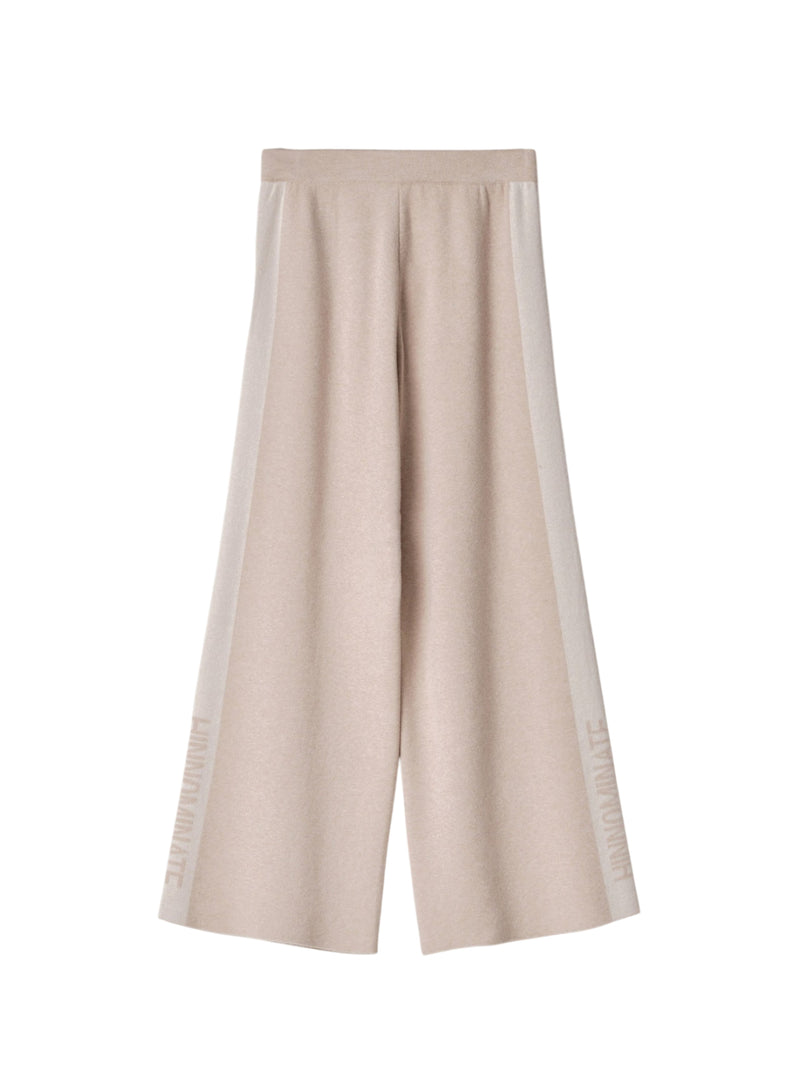 Hinnominate pantalone in maglia a palazzo con bande in contrasto e logo in punto rovescio