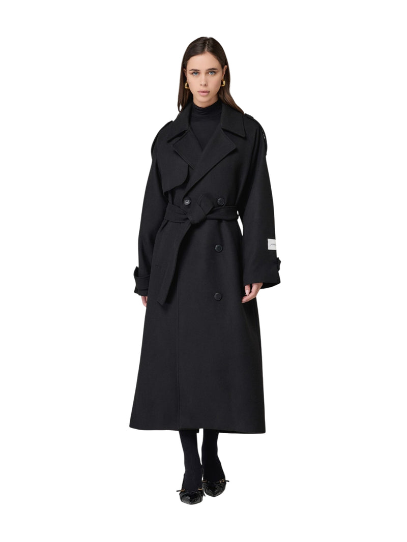 Hinnominate cappotto over in panno con cintura