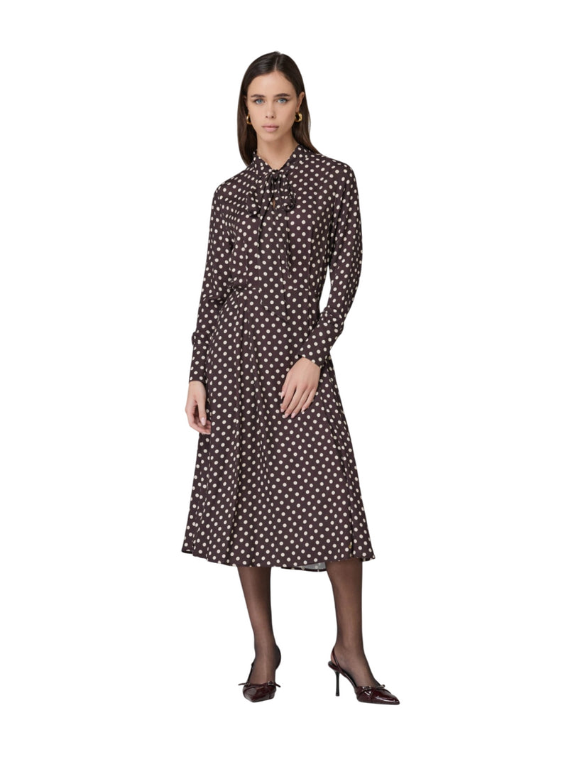 Georgia - Abito midi a pois con fiocco al collo