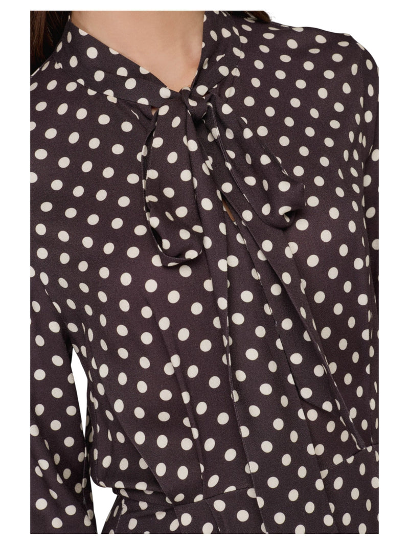 Georgia - Abito midi a pois con fiocco al collo