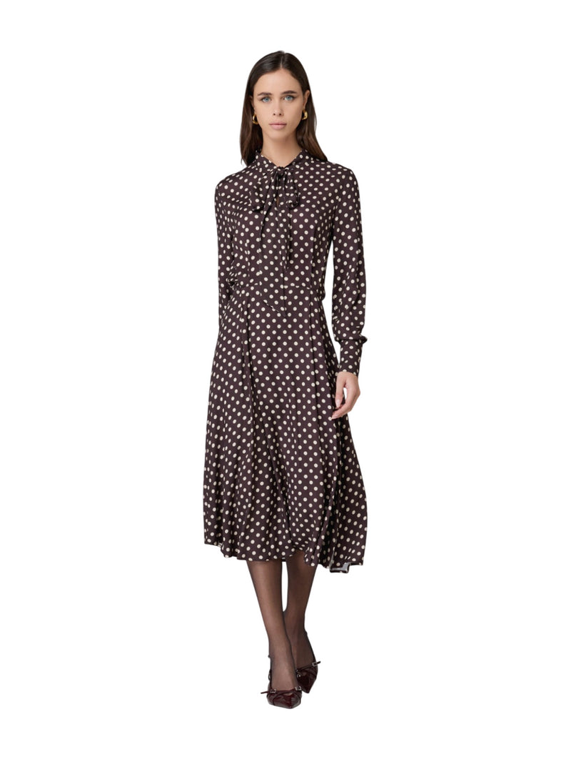 Georgia - Abito midi a pois con fiocco al collo