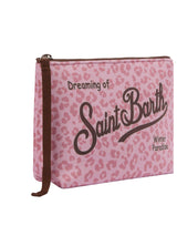 MC2 Saint Barth pochette Aline effetto lana con stampa leopardata rosa